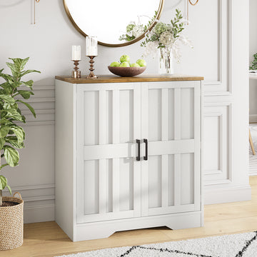 Vividwood Modern Farmhouse Sideboard Buffet Cabinet – Small Kitchen Storage with Shelves Credenza