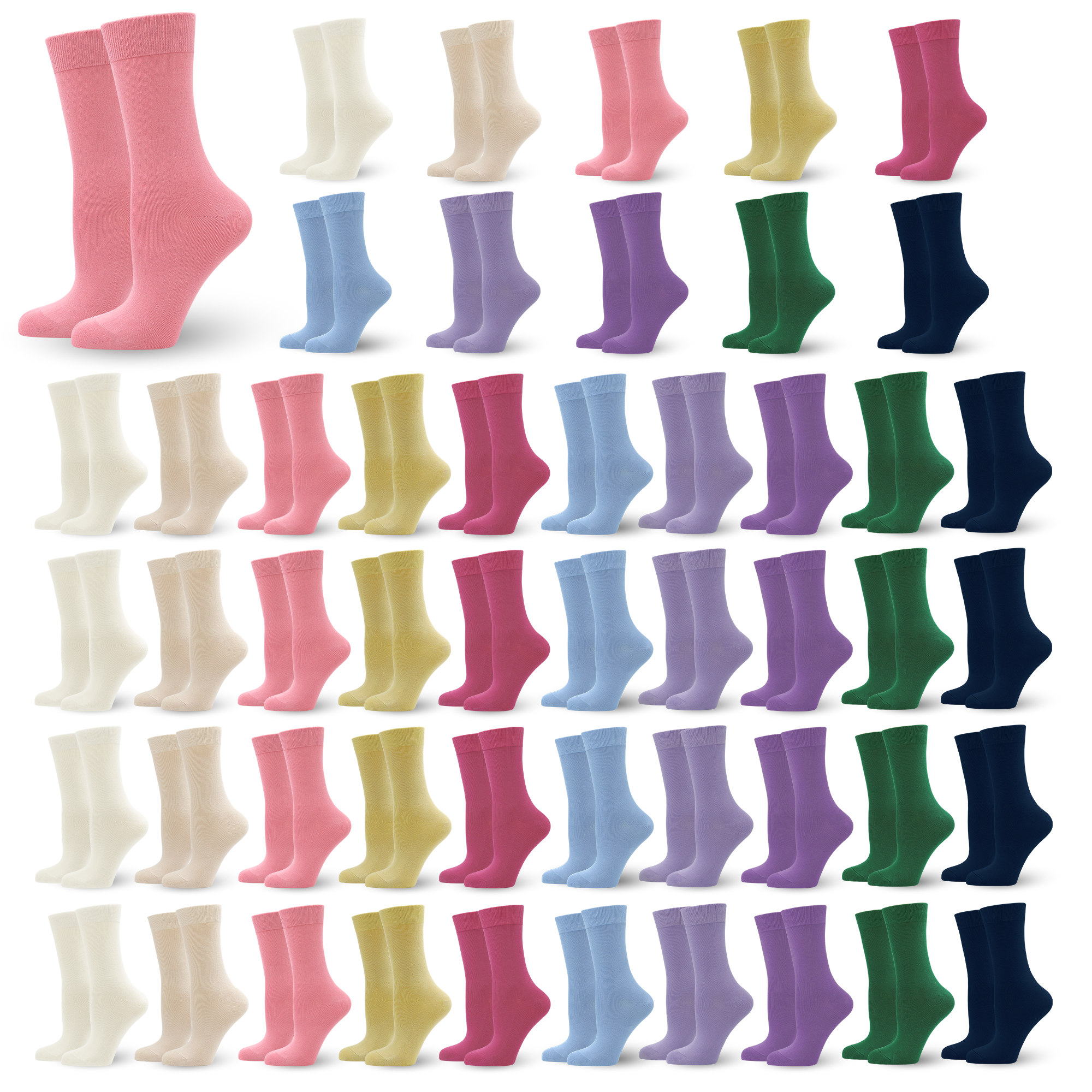 GENTLEAGU Women's Viscose Bamboo Dress Socks - Thin, Lightweight & Elastic, Casual Assorted Adult Family Pack, 50 Pairs Bulk Bundle